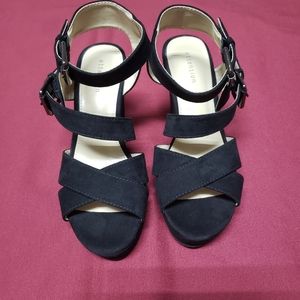 Wedge strap heels